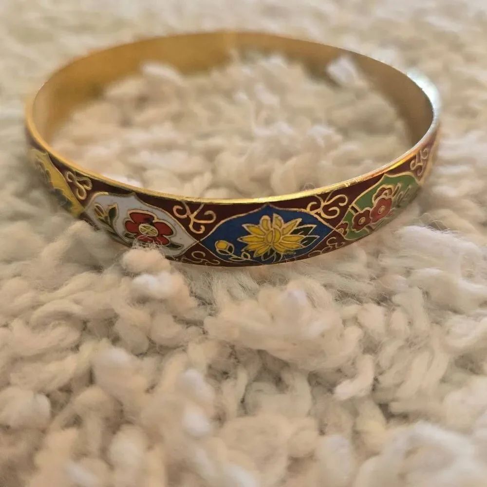 Vintage Cloisonne Bangle Bracelet